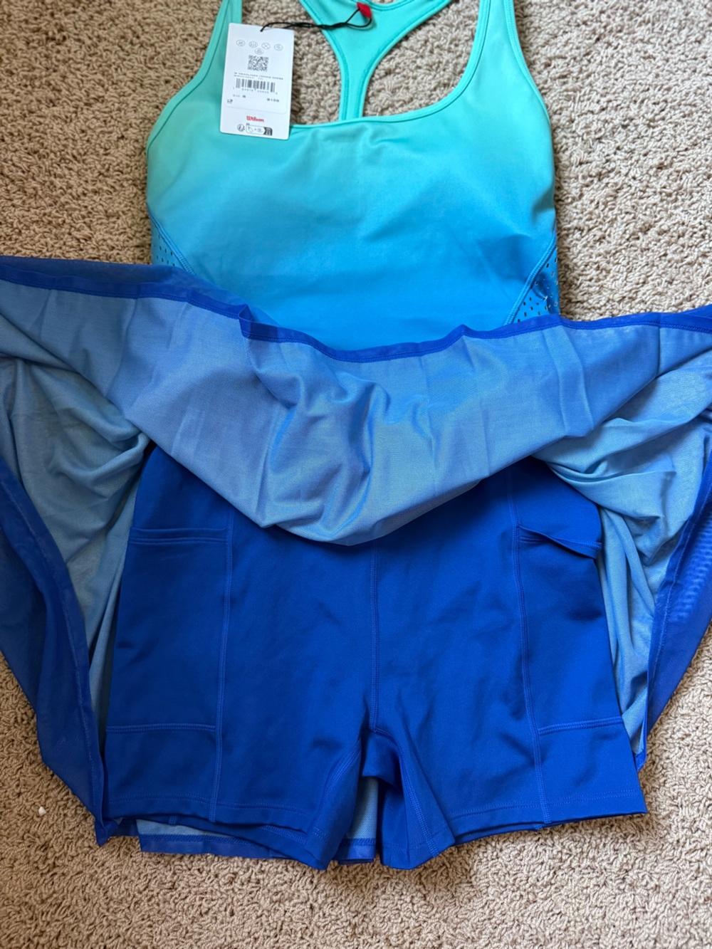 NWT Wilson Tiebreaker Ombre Aqua Tennis Dress - S - Picture 3 of 4